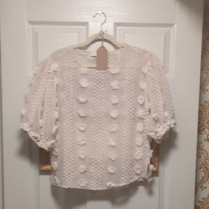 Elegant Cream Textured Women's Top